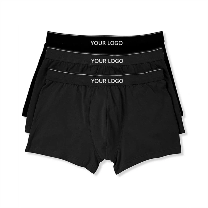 Custom Men's Classic Organic Cotton Boxers Black 3 pack