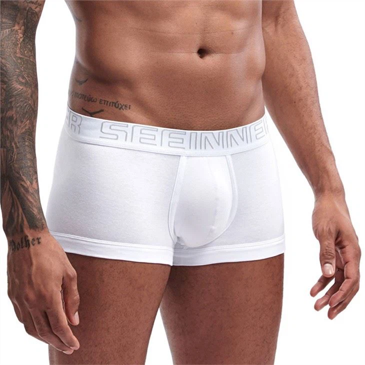 Seamless basic men’s underwear boxers briefs manufacture customized jacquard logo